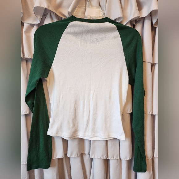 Women's Green Long Sleeve Fitted Baseball Tee Size Extra Large - Picture 3 of 3